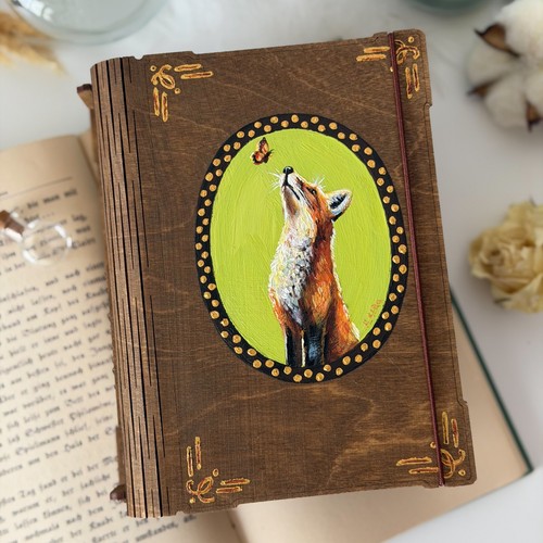 Hand painted wooden - box, fox